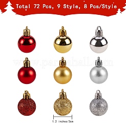 3 boîtes 3 ornements en plastique de boule de noël de style&nbsp;AJEW-SZ0001-86