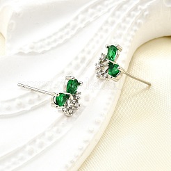 Boucles d'oreilles en laiton avec zircone cubique de micro pave&nbsp;EJEW-M103-09P