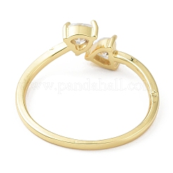 Anelli per polsini in ottone placcato a cremagliera con micro pavé di zirconi cubici trasparenti&nbsp;RJEW-C043-13G