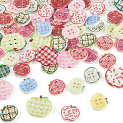 100 pz 3 stili bottoni in plastica a forma di mela a 4 fori&nbsp;BUTT-TA0001-54