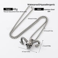 Halloween-Halskette mit Totenkopf-Ziegenanhänger aus Edelstahl 304 für Damen und Herren&nbsp;OZ4103
