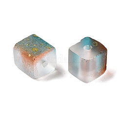 Perles de verre givrées avec poudre pailletée dorée&nbsp;DGLA-NH001-8mm-01F