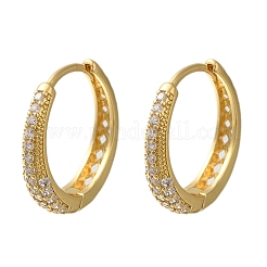 Orecchini a cerchio con micro pavé di zirconi in ottone placcato cremagliera&nbsp;EJEW-H143-25G-01