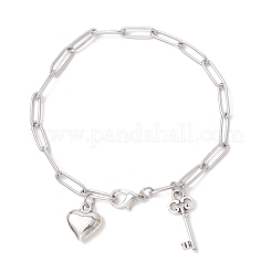 Braccialetti con ciondoli a forma di graffetta in acciaio inossidabile 304 per donna&nbsp;BJEW-JB11950-02