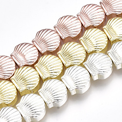 Electroplate Non-magnetic Synthetic Hematite Beads Strands, Scallop Shell Shape, Mixed Color, 8x9x4mm, Hole: 1mm, about 50pcs/strand, 15.9 inch