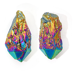 Chgcraft 2 pz 2 decorazioni per display in cristallo di quarzo naturale elettrolitico, ornamenti a grappolo di cristallo grezzo color arcobaleno, decorazione della casa, pepite, 63x30x25.5mm, 76x38.5x29mm, 1pc / style