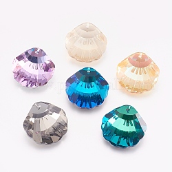 K9 Glass Rhinestone Pendants, Imitation Austrian Crystal, Faceted, Shell, Mixed Color, 16x16x7.5mm, Hole: 1.6mm