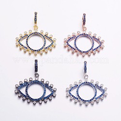 Brass Micro Pave Cubic Zirconia European Beads, Large Hole Beads, Eye, Mixed Color, 29mm, Hole: 4.5mm