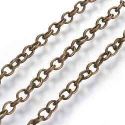 Iron Cable Chains, Unwelded, Antique Bronze, Link: about 4mm long, 3.5mm wide, 0.9mm thick