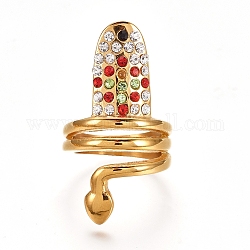 (venta de fábrica de fiestas de joyería) revestimiento de iones (ip) 304 anillos de dedo de acero inoxidable, con diamante de imitación, dorado, Tailandia ligera, tamaño de 3~5, 13~15mm
