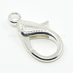 Tibetan Style Alloy Lobster Claw Clasps, Silver Color Plated, 30x15x4mm, Hole: 3mm