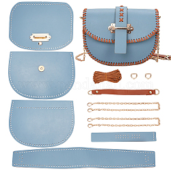 Kit di borse a tracolla da donna fai da te, borsa da cucire a forma di ferro di cavallo con chiusura magnetica, Blue Steel, 1.95~49x1.8~20.2x0.3~1.7cm