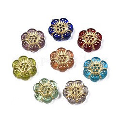 Beschichtung Acryl-Perlen, Metall umschlungen, Blume, Mischfarbe, 13x12x4 mm, Bohrung: 1.2 mm