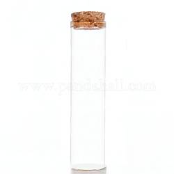 Mini contenedores de cuentas de botella de vidrio de borosilicato alto, deseando botella, con tapón de corcho, columna, Claro, 12x3 cm, capacidad: 60ml (2.03fl. oz)