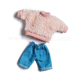 Ropa de muñeca de celulcotton, Traje de niña muñeca bjd de 12~16cm, sudadera con capucha y pantalón para el invierno, rosa, embalaje: 250x160 mm
