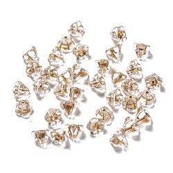 Perle di vetro ceche trasparenti, colore intarsio oro, fiore, goldenrod, 8.5x6.5mm, Foro: 1 mm