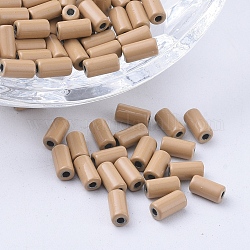 Spruzzare perline in lega verniciati, tubo, tan, 6x3mm, Foro: 1.2 mm