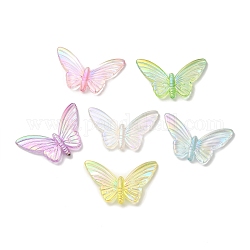 UV-beschichtete transparente Acrylperlen, irisierend, Schmetterling, Mischfarbe, 27x45x6 mm, Bohrung: 1.5 mm