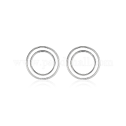 Ring Rhodium Plated 925 Sterling Silver Stud Earrings, with Cubic Zirconia, Platinum, No Size.