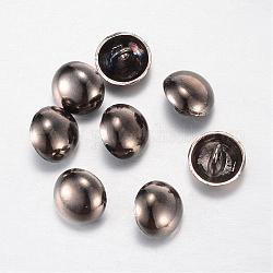 Alloy Shank Buttons, 1-Hole, Dome/Half Round, Gunmetal, 25x10mm, Hole: 1.5mm