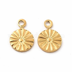304 Stainless Steel Charms, Flat Round, Real 18K Gold Plated, 9.5x6.5x1mm, Hole: 1.2mm
