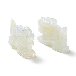 Opalite Carved Dragon Figurines, for Home Office Desktop Feng Shui Ornament, 52~55x18x37.5mm