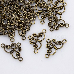 Brass Triangle Vintage Filigree Links, Lead Free and Cadmium Free, Antique Bronze, 22.5x28.5mm