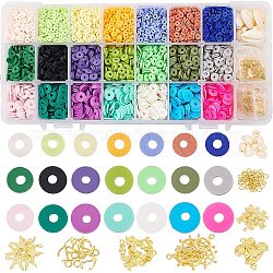 DIY-Schmuck-Kits, mit handgemachten Polymer Clay Perlensträngen, Legierungsanhänger und Kaurimuschel Perlen, Mischfarbe, 218x11x30 mm