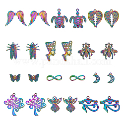 Pandahall elite 24pcs 12 colgantes de aleación chapados en estilo, formas mixtas, color del arco iris, 2 piezas / style