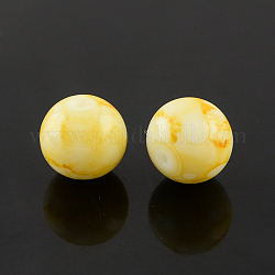 Spray Painted Glass Bead Strands, Round, Yellow, 12mm, Hole: 1.3mm, about 66pcs/strand, 31.4inch