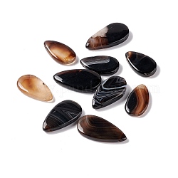 Naturale agata nera pendenti, lacrima, 28~37x15.5~19x4~6mm, Foro: 0.7~0.9 mm