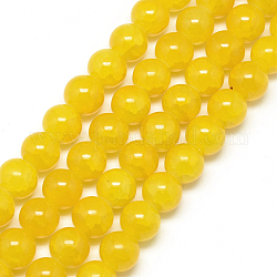 Chapelets de perles en verre craquelé peint, ronde, or, 8mm, Trou: 1.3~1.6mm, Environ 100 pcs/chapelet, 31.4 pouce