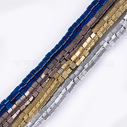 Electroplate non magnetici ematite sintetico fili di perline, placcatura di vuoto, stella, colore misto, 2x3.5x3.5mm, Foro: 0.8 mm, circa 201~202pcs/filo, 16.1 pollice
