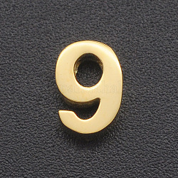 201ステンレス鋼チャーム  シンプルなネックレス作りに  レーザー切断  数  ゴールドカラー  NUM。9  8x5.5x3mm  穴：1.6mm
