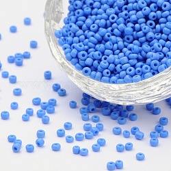 (servicio de reempaquetado disponible) perlas de vidrio, colores opacos semilla, pequeñas cuentas artesanales para hacer joyas de diy, redondo, azul aciano, 12/0, 2mm, aproximamente 12 g / bolsa