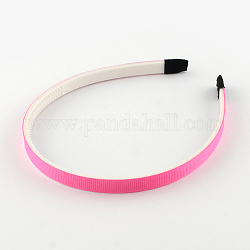 Accessori per capelli copricapo in tinta unita in plastica per capelli, con i denti, con grosgrain, rosa caldo, 110~114x9~9.5mm