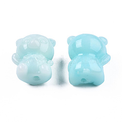Perles de corail synthétiques, teinte, jade d'imitation, ours, lumière bleu ciel, 13.5x12x10mm, Trou: 1.2mm