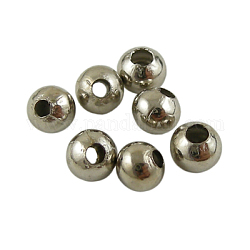 Messing glatte runde Perlen, Abstandsperlen gesäumt, Platin Farbe, 3 mm, Bohrung: 1 mm, ahout 1380 Stück / 50 g