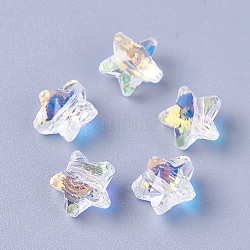 Abalorios de cristal austriaco de imitación, k9 vidrio, estrella, facetados, claro ab, 8x8x5mm, agujero: 1.2 mm