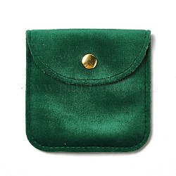 Bolsas de terciopelo para guardar joyas, Bolsas de joyería cuadradas con cierre a presión en tono dorado., para pendiente, anillos de almacenamiento, verde, 8x8x0.75 cm