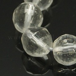 De abalorios de cristal de cuarzo hebras, cuentas de cristal de roca, facetados, redondo, 4mm