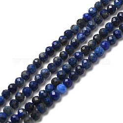 Abalorios de lapislázuli naturales hebras, facetados, redondo, 3mm, agujero: 0.8 mm