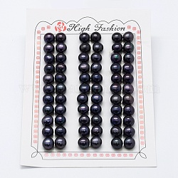 Culture des perles perles d'eau douce naturelles, Note 3 un, la moitié foré, rondelle, teinte, bleu minuit, 8.5x6mm, Trou: 0.8mm, environ 66 pcs / carte