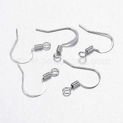 Französische Ohrringhaken aus Messing, mit horizontaler Schleife, flache Ohrringhaken, Nickelfrei, Platin Farbe, 17 mm, Bohrung: 2 mm