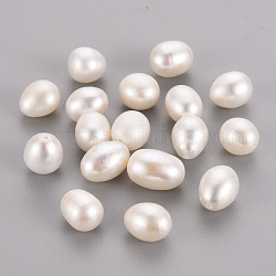 Perle de culture d'eau douce naturelle, perles semi-percées, riz, floral blanc, 8~11x8~9mm, demi-trou: 0.8 mm