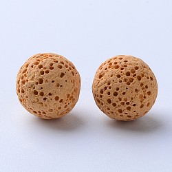 Perle di roccia lavica naturale non cerate, per perle di olio essenziale di profumo, perle di aromaterapia, tinto, tondo, Senza Buco, giallo, 8~9mm