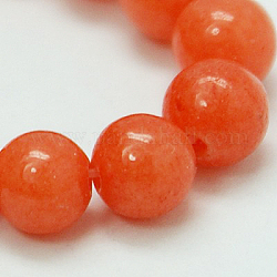 Natur Mashan Jade runde Perlen Stränge, gefärbt, Tomate, 4 mm, Bohrung: 1 mm, ca. 98 Stk. / Strang, 15.7 Zoll