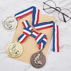 Ahandmaker or argent bronze médailles de football, 12 pcs 3 couleurs médaille de football médaille de style sportif médailles de gagnant or argent bronze avec ruban de cou