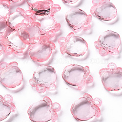 Pendentifs en acrylique transparent , facette, pomme, rose, 20x17x5~6mm, Trou: 3mm, environ 480 pcs/500 g