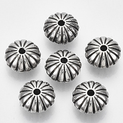 CCB пластиковые шарики, плоско-круглые, античное серебро, 14x8 мм, отверстие : 2 мм, Около 535 шт / 500 г